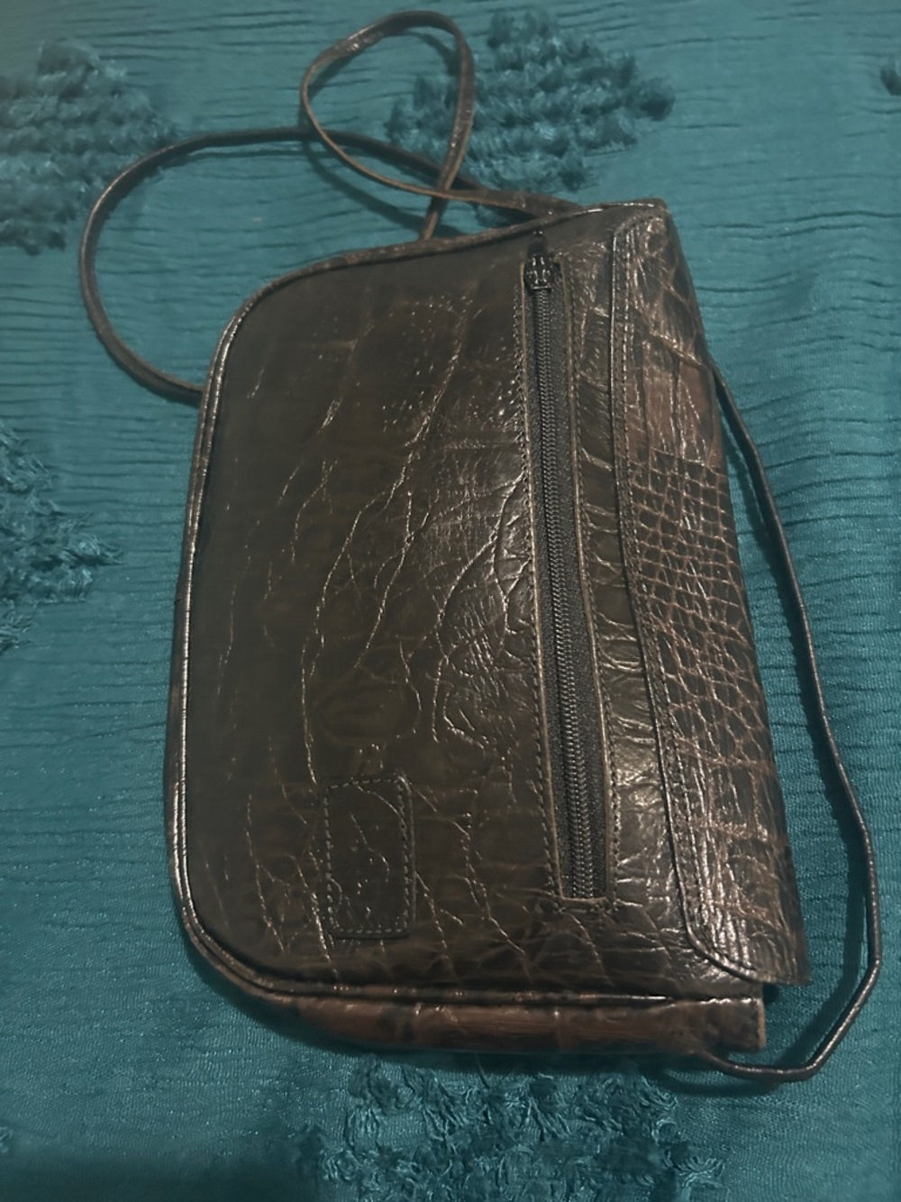 Vintage Furla Croc Embossed Leather Mini Crossbody Bag – Italian Leather - Picture 7 of 8